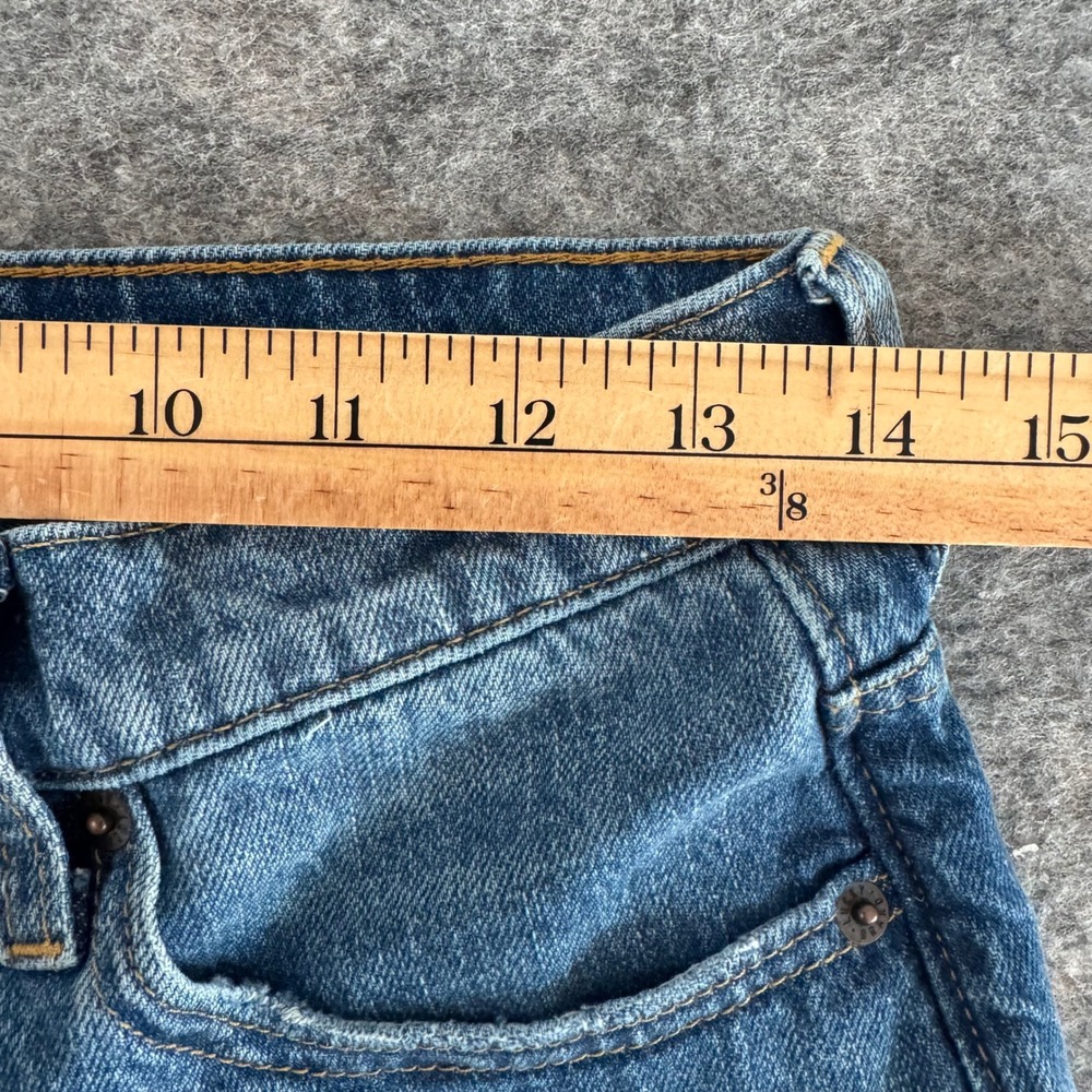 Lucky Brand 2/26 (27x4.5) Blue Embossed Hemp Leaf Clover 90s Midi Denim Shorts - Picture 12 of 13